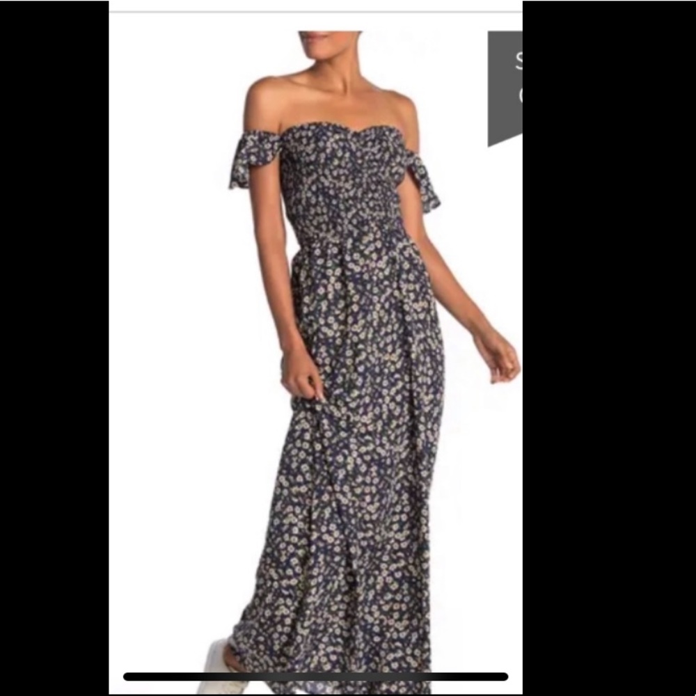 Chance smocked floral maxi dress small
